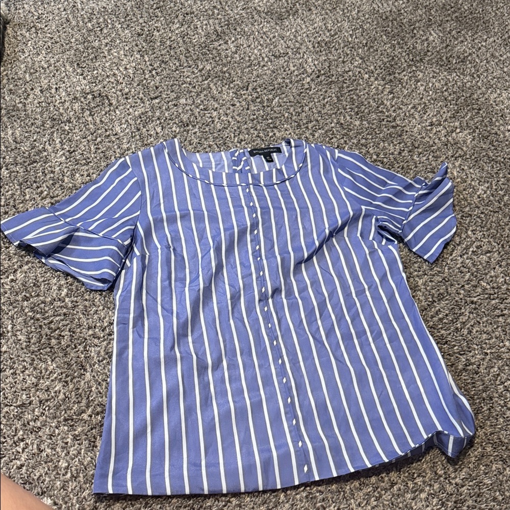 Banana Republic Blue and White Striped Blouse